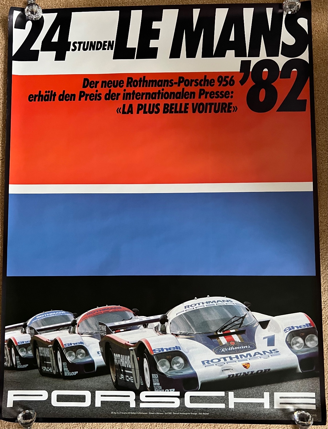 indlysende gennemse Intermediate Original 1982 Le Mans Porsche factory poster V1 :: 24 Heures du Mans