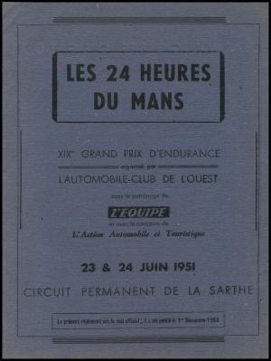 Original 1951 Le Mans Rule Book