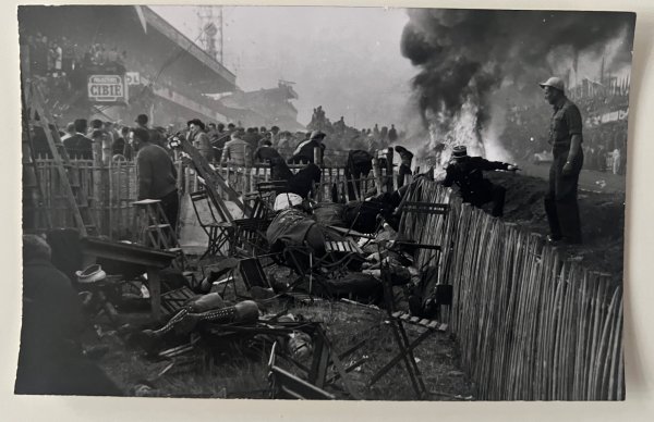 1955 Le Mans photo postcard accident