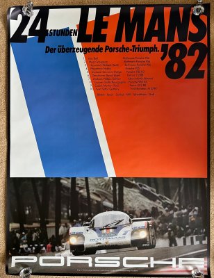 Original 1982 Le Mans Porsche factory poster. V6