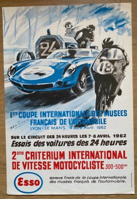 Original 1962 Le Mans official Practice poster