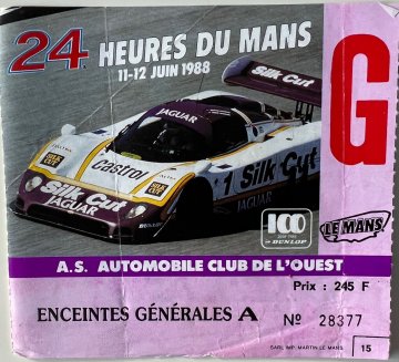 Original 1988 Le Mans entry ticket