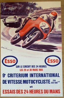 Original 1969 Le Mans official practice poster