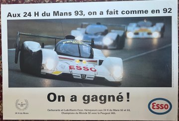 Original 1993 Le Mans Peugeot Factory Poster