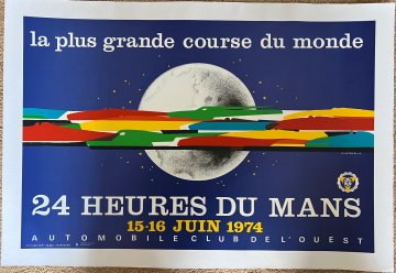 Original 1974 Le Mans official event poster on linen