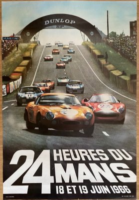 Original 1966 Le Mans official event poster