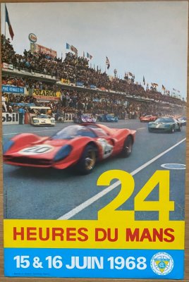 Original 1968 Le Mans June postponed poster