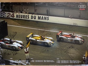 Original Le Mans AUDI factory poster signed 2002