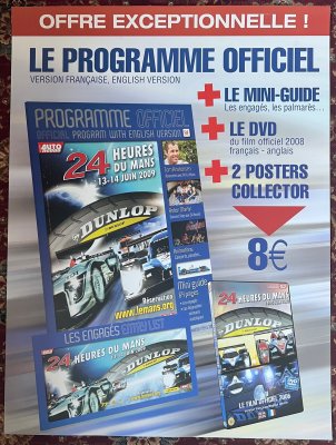 Original 2009 Le Mans Official programme Vendor poster
