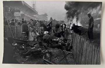 Original 1955 Le Mans accident photo postcard 