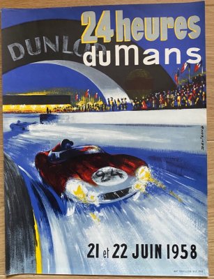 Original 1958 Le Mans official event poster