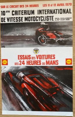 Original 1970 Le Mans practice Poster