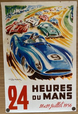 Original 1956 Le Mans  official event poster