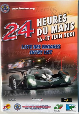 Official 2001 Le Mans entry list programme