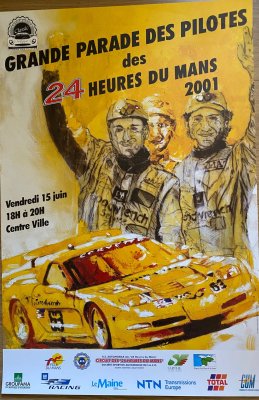 Original 2001 Le Mans grand driver parade poster