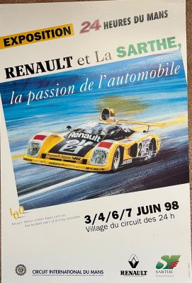Original 1998 Le Mans Renault exhibition poster