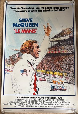 Original 1971 Unfolded Large Format Le Mans film poster